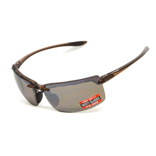 Окуляри захисні Global Vision Wheelin Crystal Brown (drive mirror), дзеркальні коричневі лінзи в коричневій напівпрозорій оправі