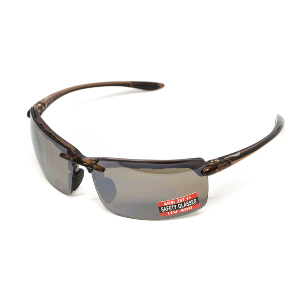 Окуляри захисні Global Vision Wheelin Crystal Brown (drive mirror), дзеркальні коричневі лінзи в коричневій напівпрозорій оправі