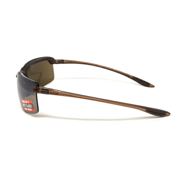 Окуляри захисні Global Vision Wheelin Crystal Brown (drive mirror), дзеркальні коричневі лінзи в коричневій напівпрозорій оправі