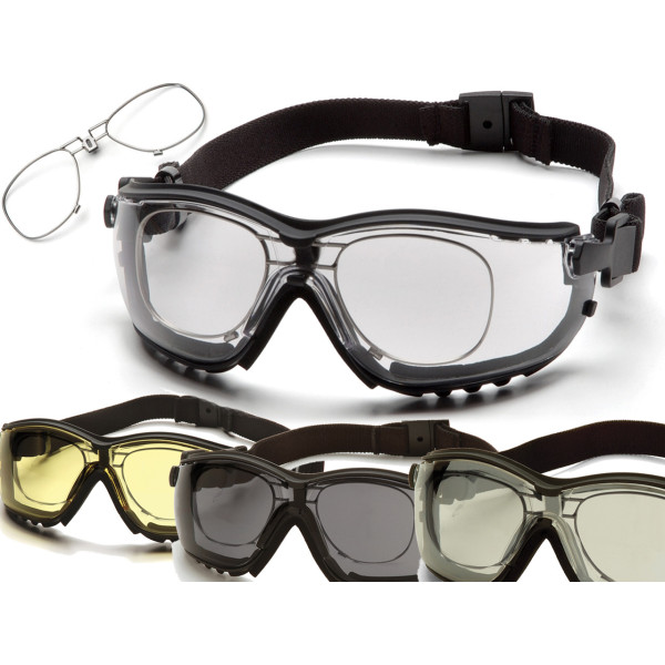 Окуляри захисні з ущільнювачем Pyramex V2G+RX (indoor/outdoor mirror) Anti-Fog, дзеркальні напівтемні окуляри з діоптрійною