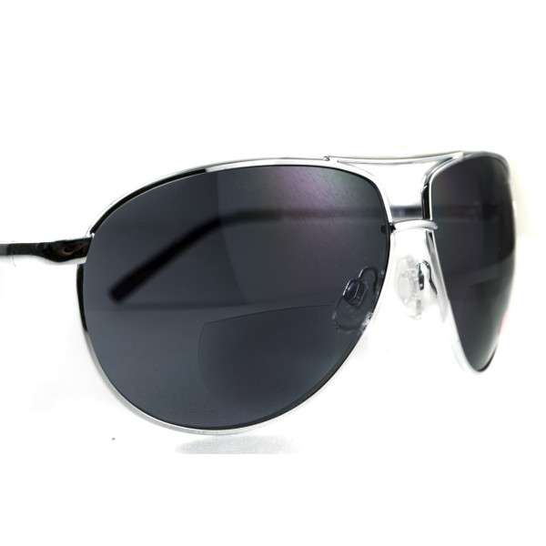 Окуляри біфокальні (захисні) Global Vision Aviator Bifocal (+3.0) (gray), чорні біфокальні лінзи в металевій оправі