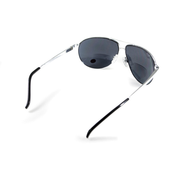 Окуляри біфокальні (захисні) Global Vision Aviator Bifocal (+3.0) (gray), чорні біфокальні лінзи в металевій оправі