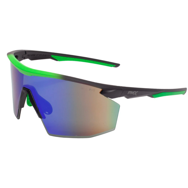 Окуляри захисні Pyramex PMXSPEC (green mirror) Anti-Fog, синьо-зелені дзеркальні лінзи в чорно-зеленій оправі