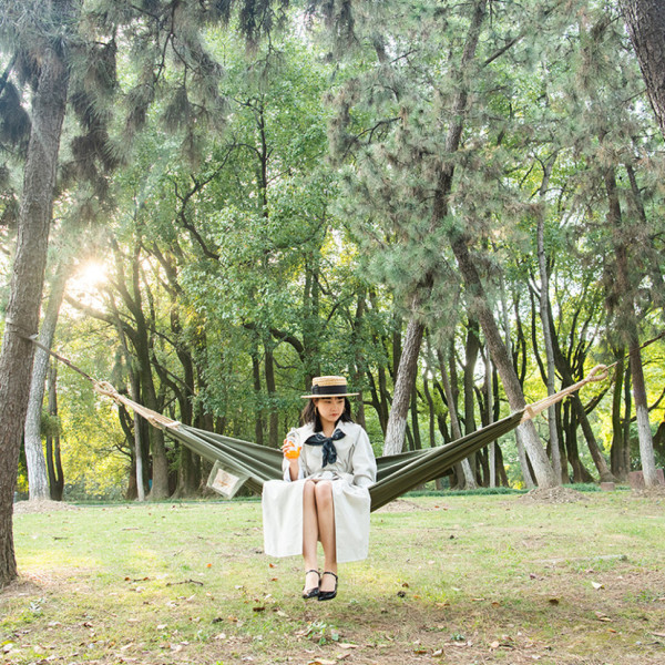 Гамак одномісний без перекидання Naturehike CNK2450WS018, бавовна, зелений