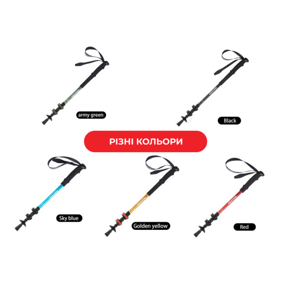 Трекінгова палиця 3-сек. Naturehike Men ST 01 6061 AL NH17D001-Z, алюміній,  чорна