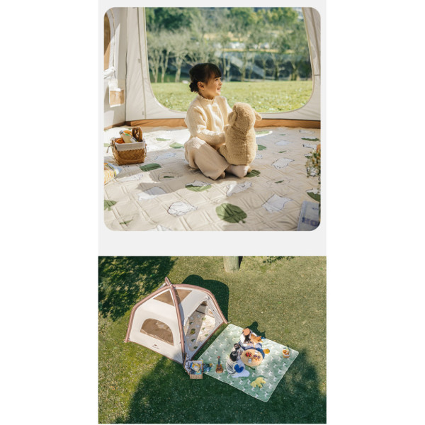 Килимок для пікніка водостійкий Naturehike CNK2350WS010, 210x240 см, бежевий з принтом