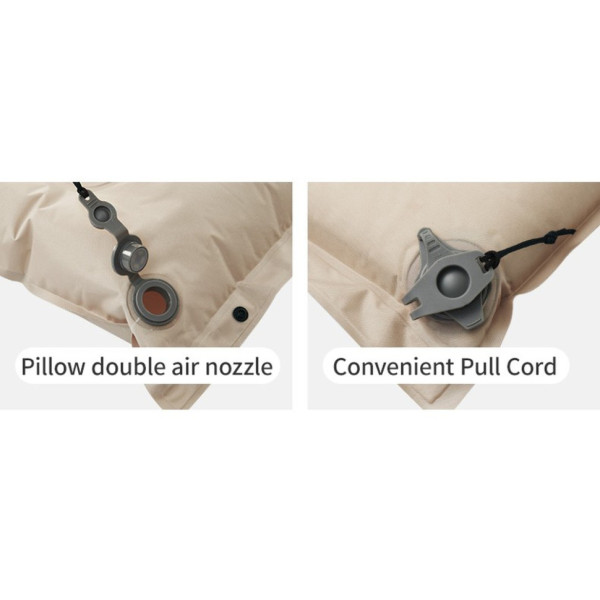 Матрац туристичний із подушкою, самонадувний одномісний Naturehike CNK2550WS025, вологостійкий, 200х65х6 см, бежевий