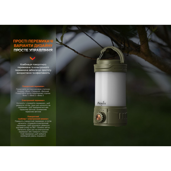 Ліхтар кемпінговий Fenix CL26R Pro, сірий камуфляж