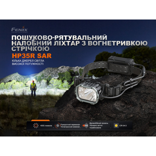 Ліхтар налобний Fenix HP35R SAR з вогнетривкою повязкою
