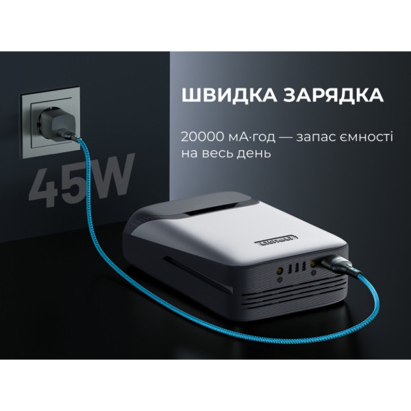 Мобільна батарея (павербанк) Litheli Power Bank 20000 mAh, 45 W, 4А, Fast Charge (U20BY04B)