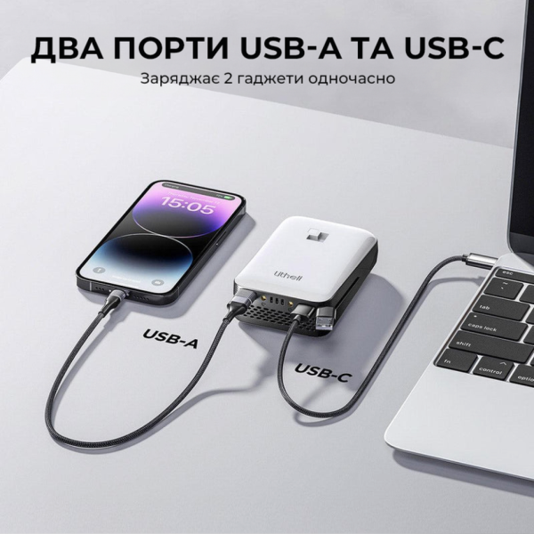 Мобільна батарея (повербанк) Litheli Power Bank 20000 mAh, 45 W, 4А, Fast Charge (U20BY03-0U000)